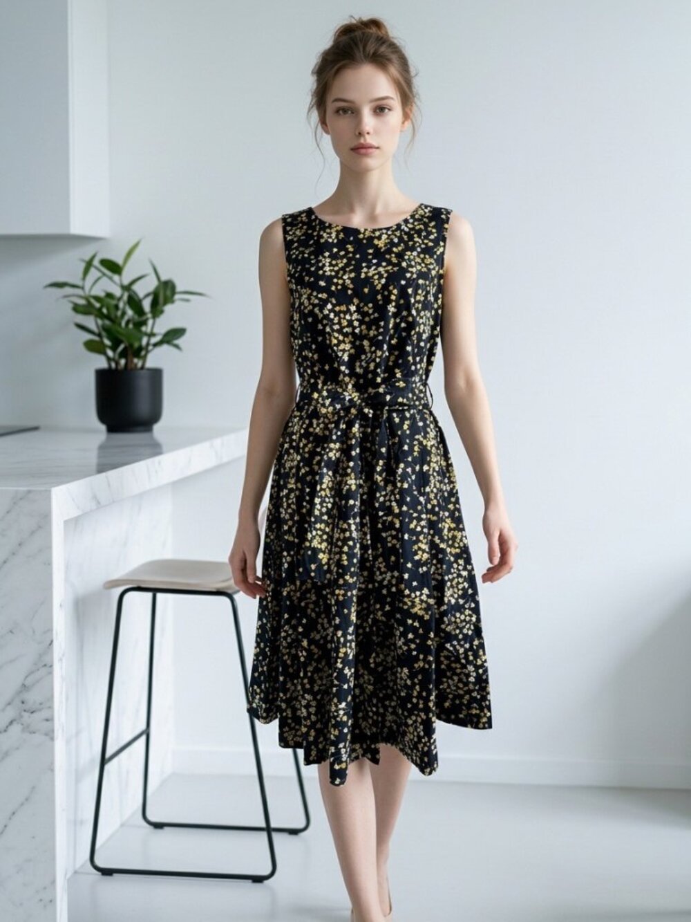 NWT Tommy Hilfiger Floral Belted Midi Dress Size 8